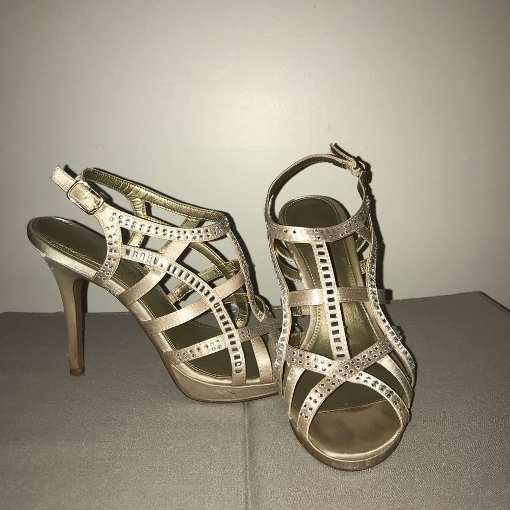 Audrey Brooke Beaded Nude Heels